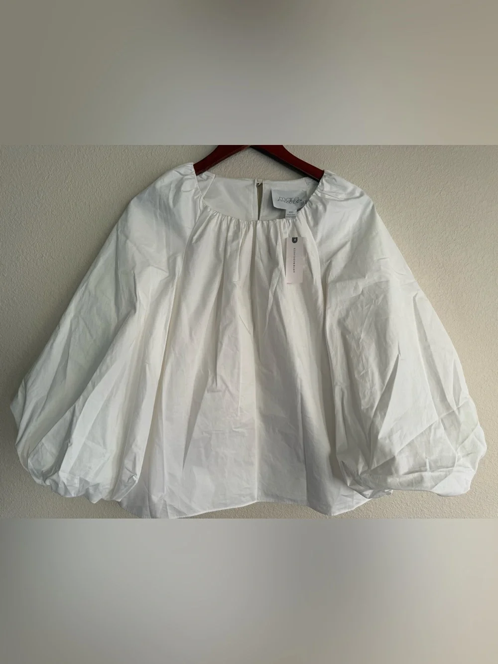 NWT Anthropologie Mare Mare White Cotton Puff Balloon Sleeve Blouse Top XXS/XS